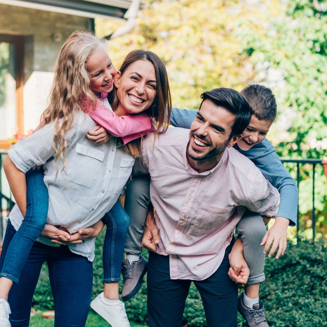 A happy family of four